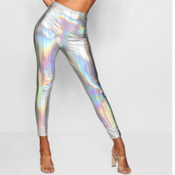Boohoo Pants - NWOT Boohoo holographic iridescent leggings